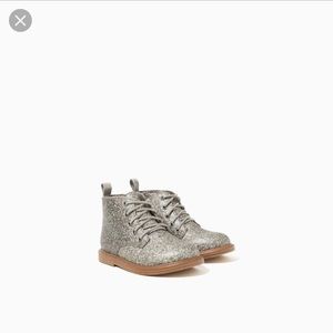 NWOT Zara Baby Girl Lace-up Glitter Boots